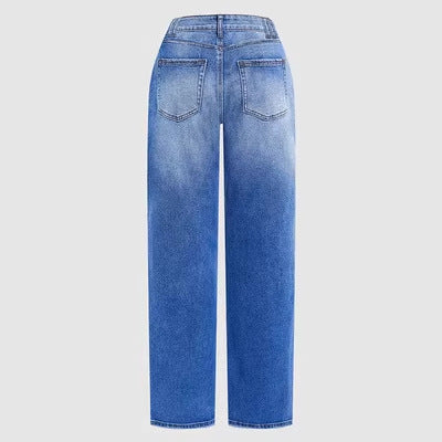Wide Awake — Washed Blue Wide-Leg High-Waist Denim Jeans