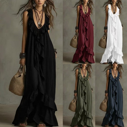 Ruffle & Roll — Urban V-Neck Short-Sleeve Ruffle-Trim Dress