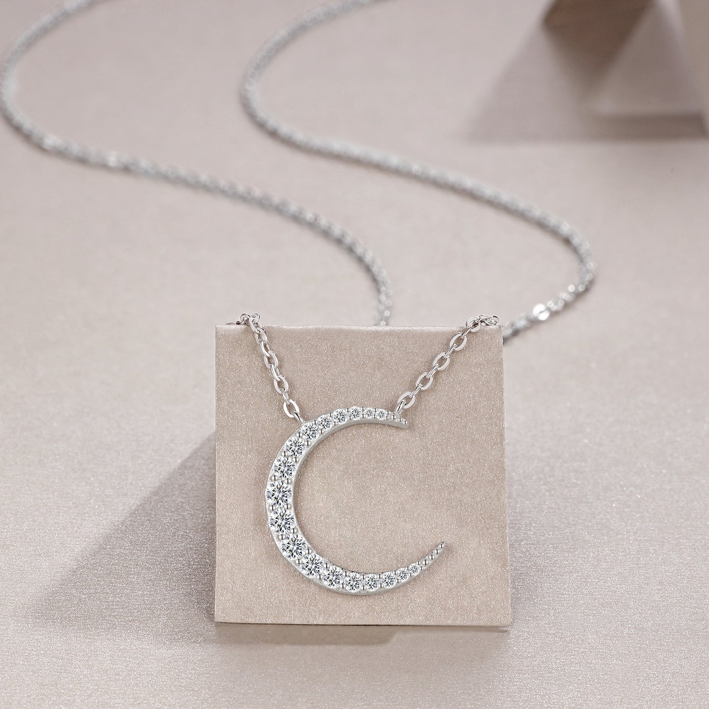 Moissanite Modiste — Moissanite Pendant, Platinum Plated S925 Silver