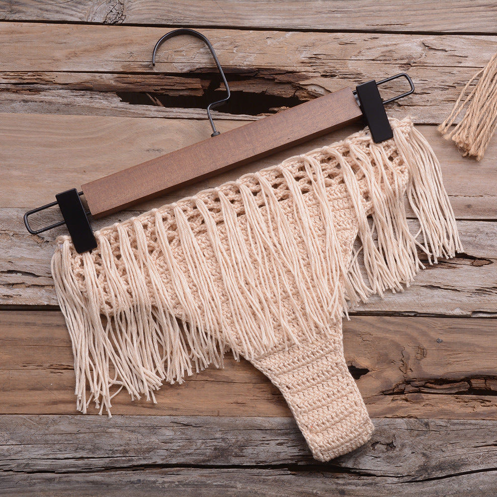 Knot Your Average — Handwoven Tassel Split Bikini Set