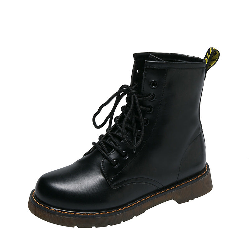 Chunky Charm — Round-Toe Lace-Up Chunky-Soled Casual Boots