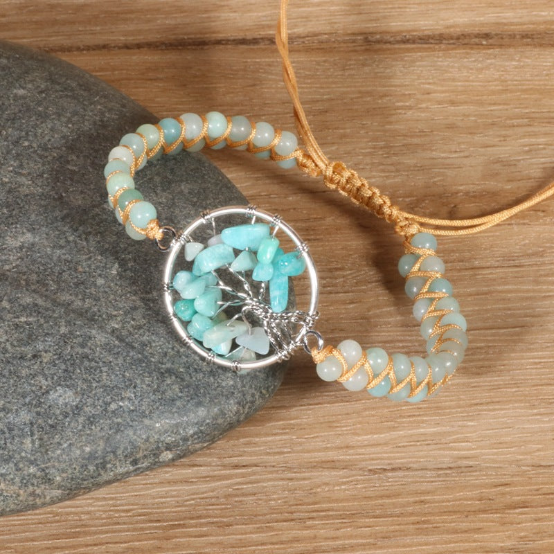 Braided Bliss — Tree-Shaped Charm Double-Strand Bracelet
