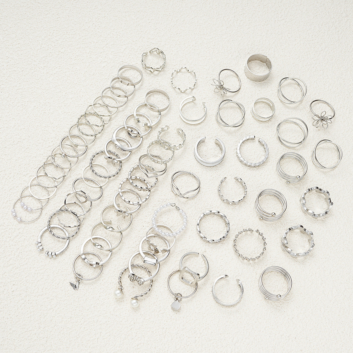 Flutter & Flourish — Flower & Butterfly Spiral Ring, 66-Piece Set