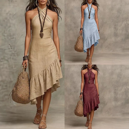 Halter-Ego — Neck-hanging Long Sleeveless Dress