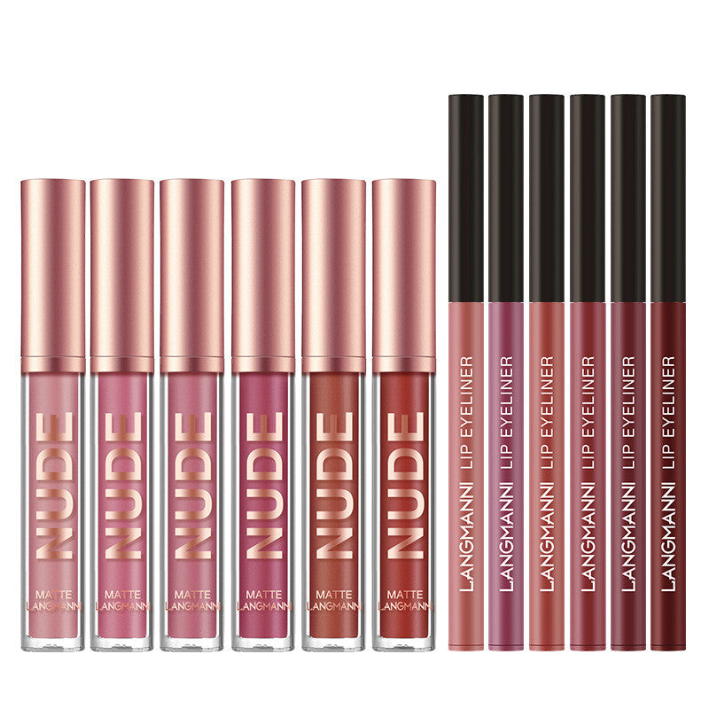 Pout Perfection — 12-piece Matte Lipstick & Lip Liner Set, Waterproof & Long-Lasting