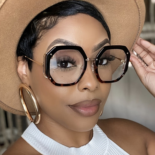 Fashionable Polygonal-frame Euro-American Style Trendy Hip-hop Oversized Plain Glasses
