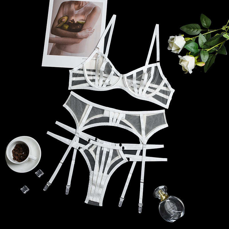 Sheer Delight — Gauze Stitching Perspective Gather Bra