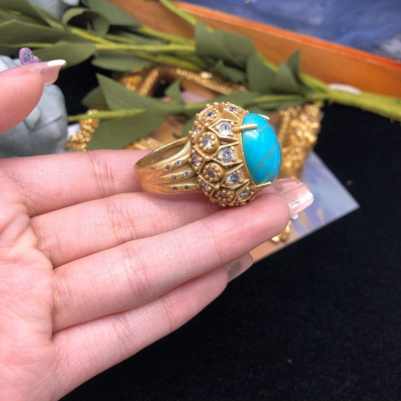 Lapis Luxe — Retro Lapis Lazuli Turquoise Ring
