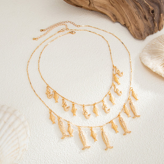 Ocean's Charmer — Metal Small Fish Pendant Necklace