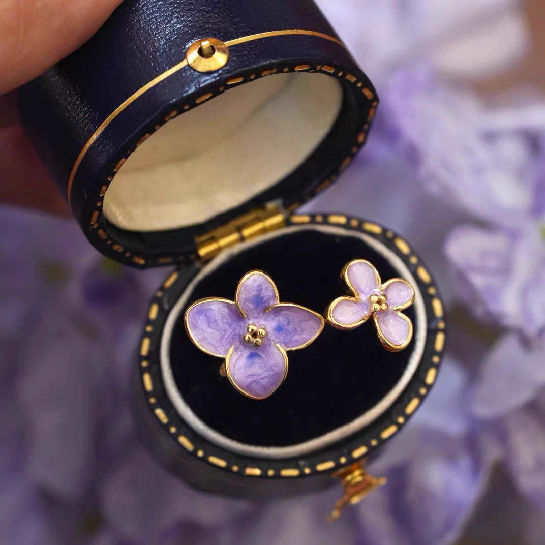 Clover Charm — Enamel Clover Flower Ring with Zircon Accents