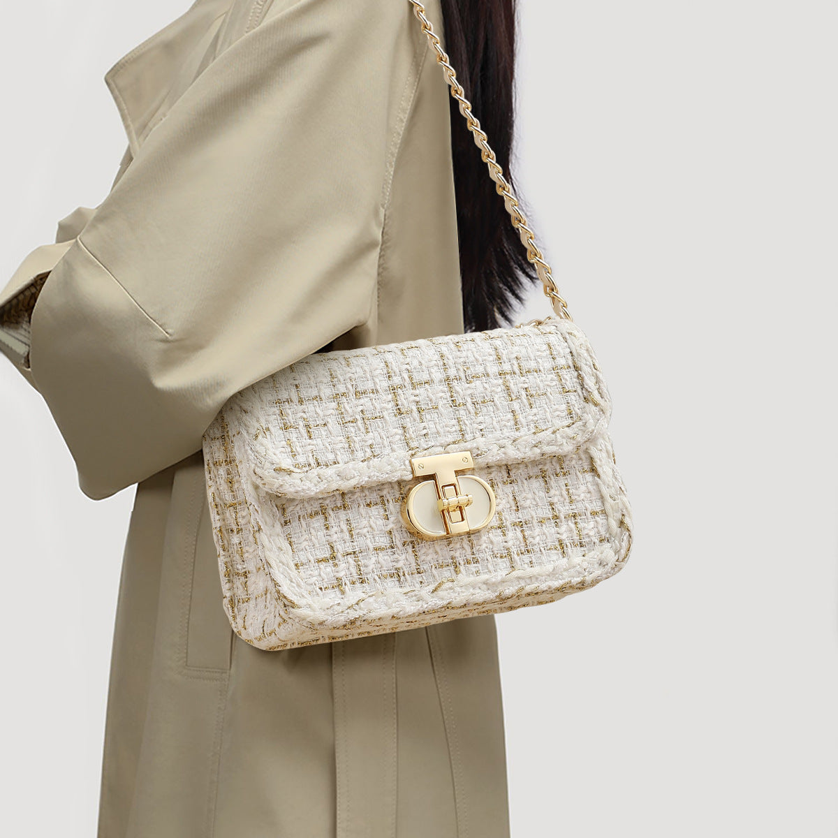 Square Deal Bag — Small Square Crossbody with Chain Detail