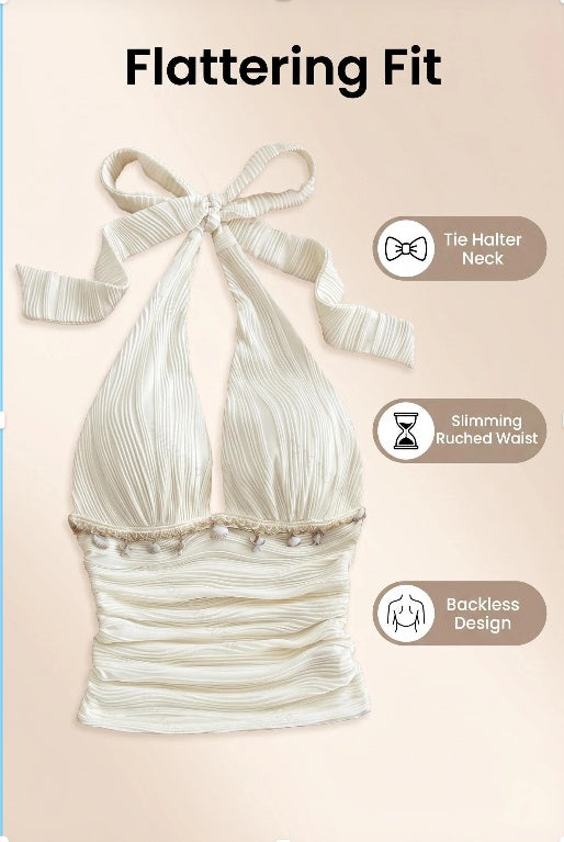 Ocean's Allure — Starfish Shell Knit Halter Top