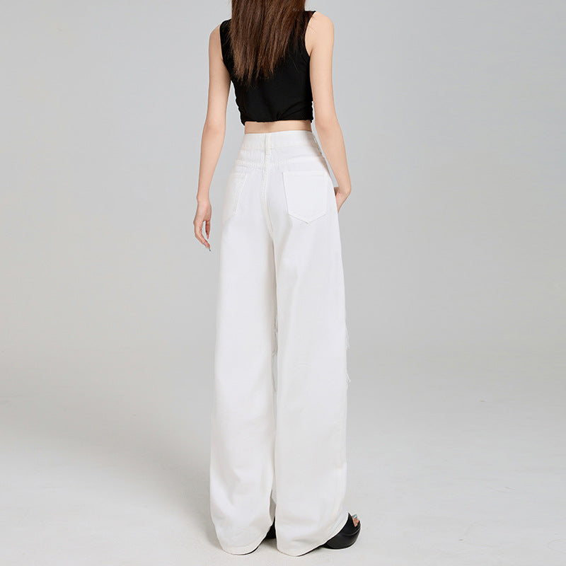 Ripped & Royal — Off-White Ripped Lace Denim Jeans