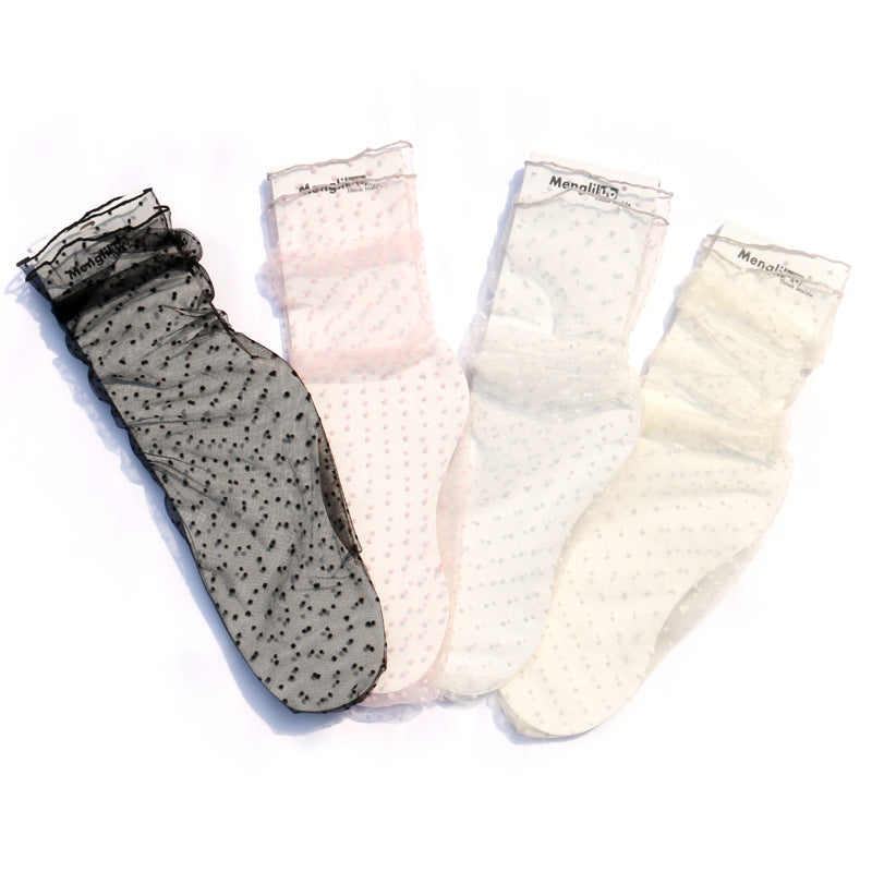 Fairy Tale Toes — Delicate Mesh Polka-Dot Glass Stockings