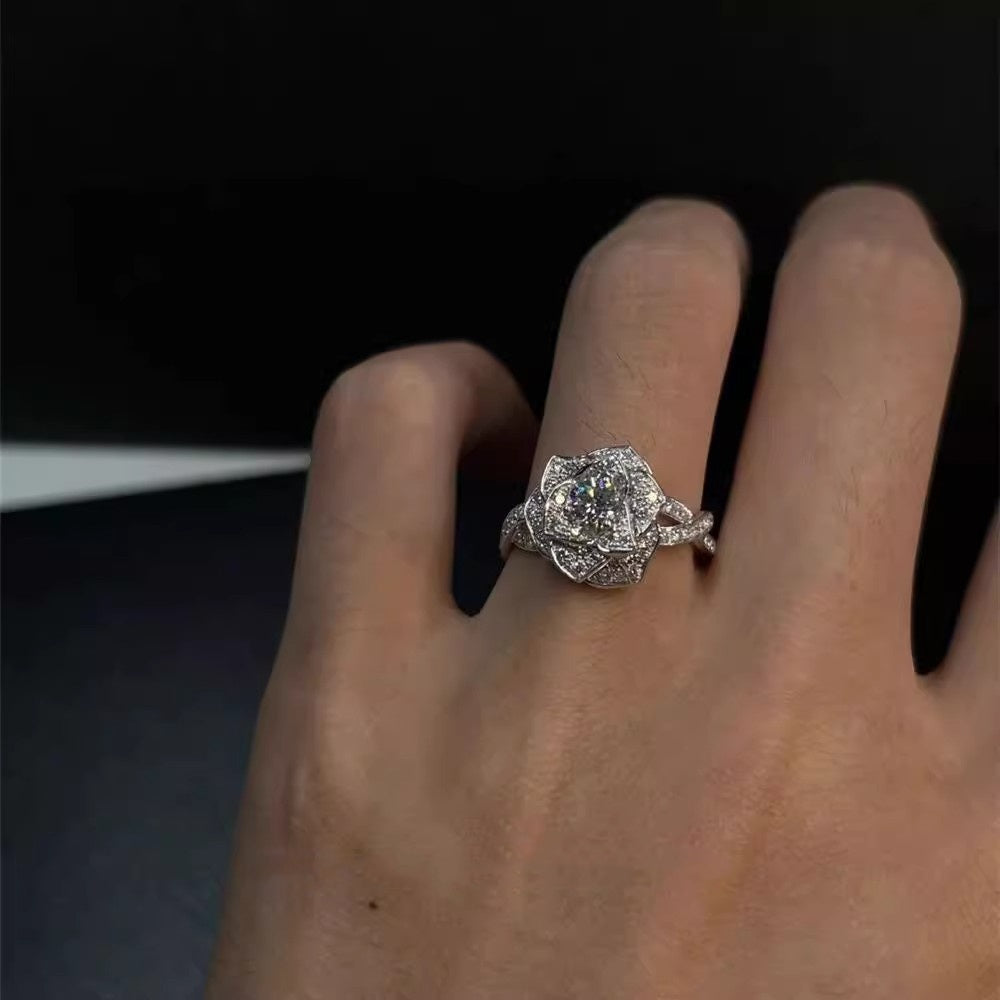 Rose to the Occasion — Zircon Micro Inlaid 3D Rose Ring