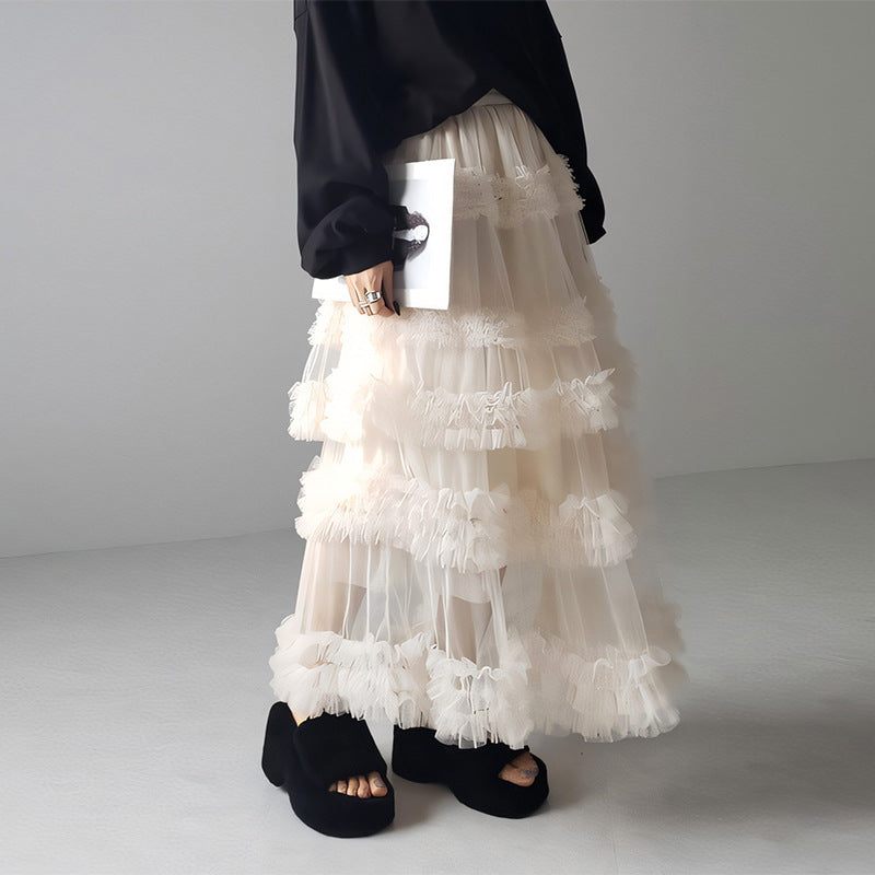 Mesh-merizing — 3-Layer Spliced Mesh Japanese Skirt