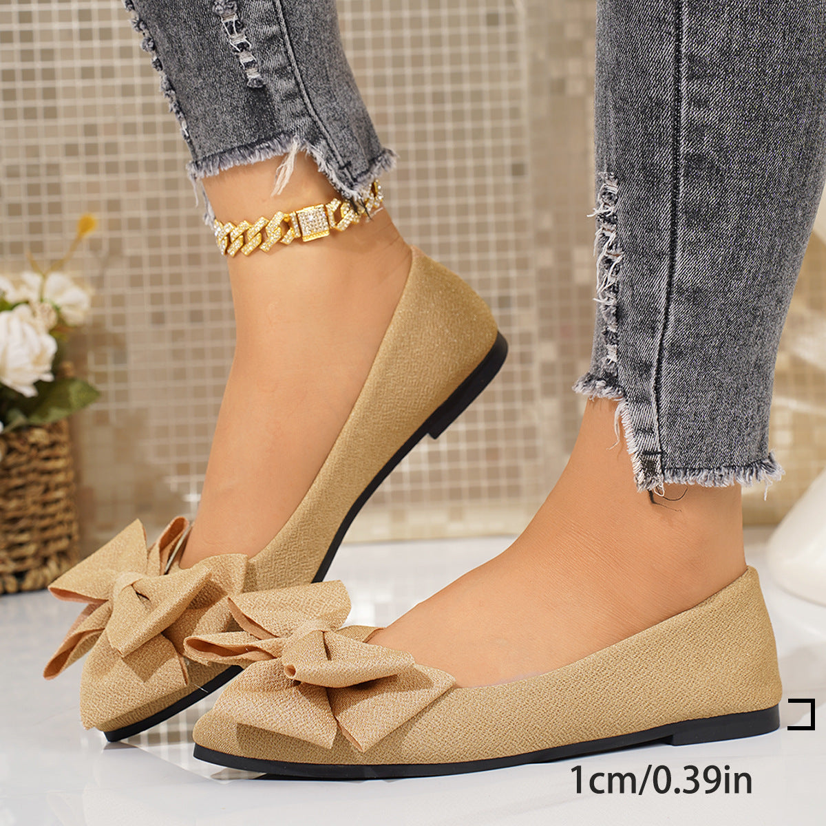 Bow Down — Plus-Size Bow-Tie Pointed-Toe Slip-On Shoes
