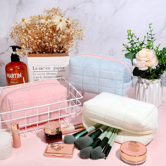Check Mate — Large Checkered Travel Cosmetic Bag