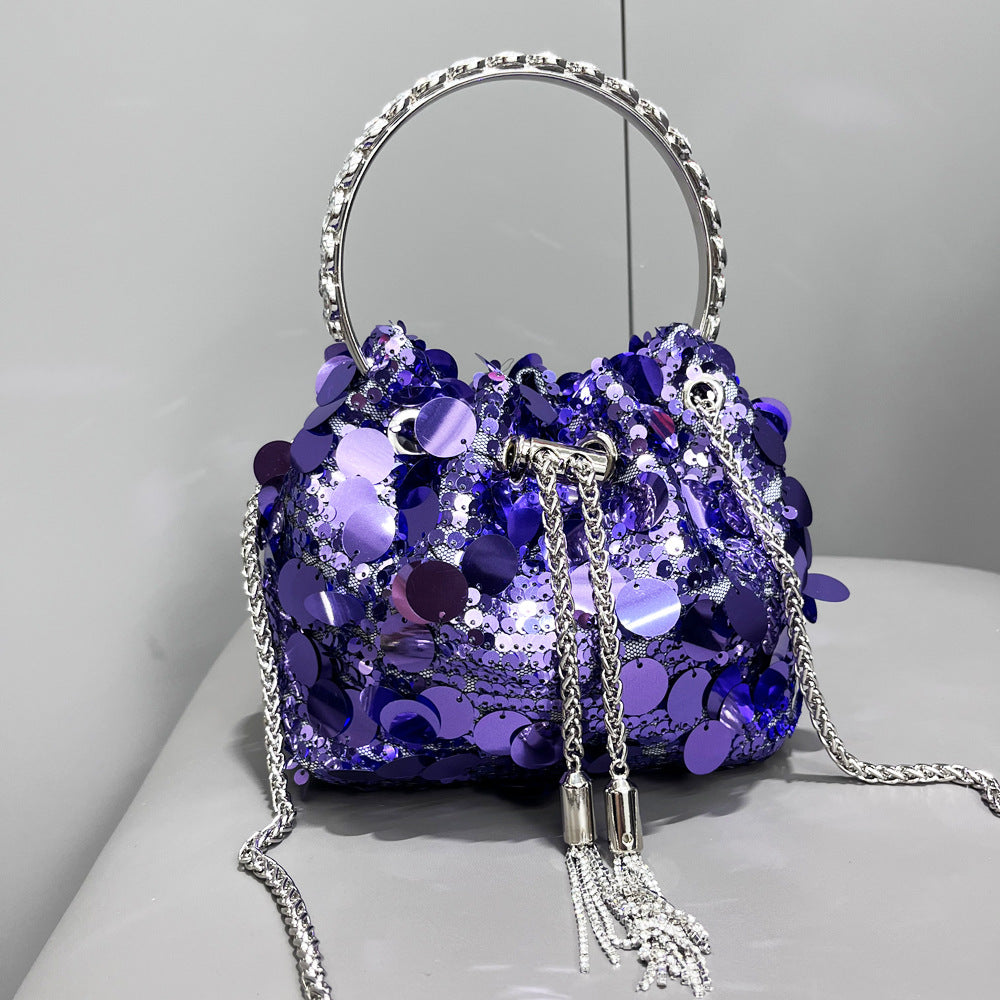 Shine On — Drawstring Rhinestone Crossbody Handbag