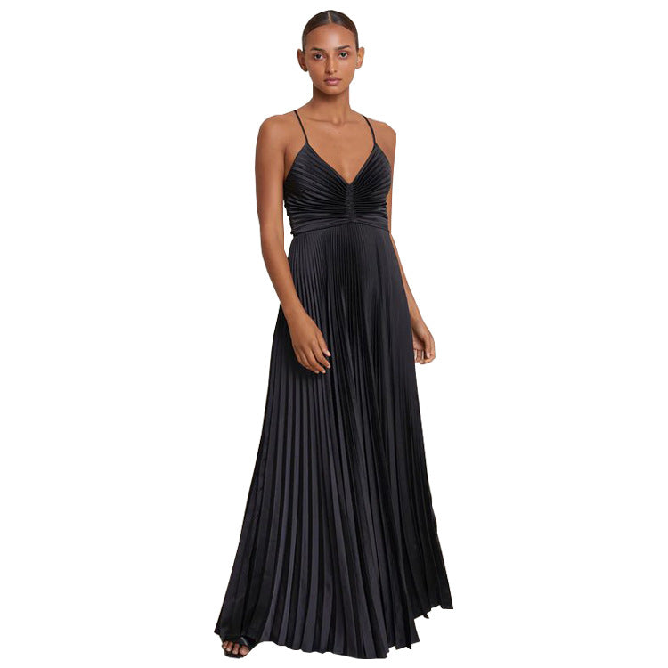 Strap Tease — Women's Lace-Up Suspender-Strap Casual Dress