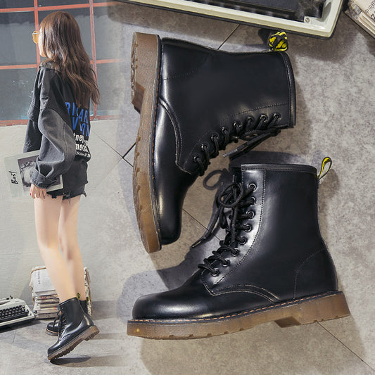 Chunky Charm — Round-Toe Lace-Up Chunky-Soled Casual Boots
