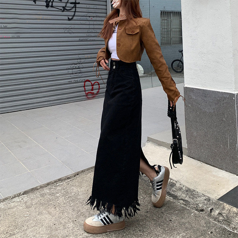 Denim Diva Skirt — Tummy-Control Outerwear Pear-Shaped Denim Skirt