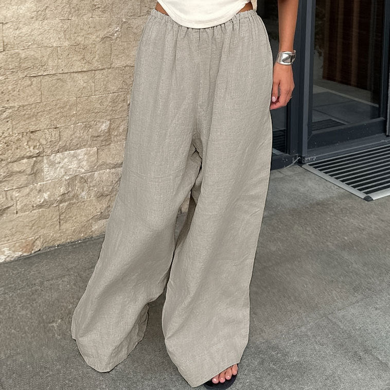 Linen Legend — Stylish Wide-Leg Cotton-Linen Pants