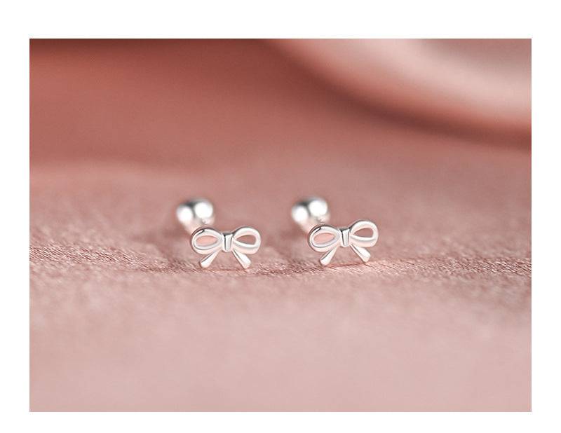 Bow-tiful — S999 Sterling Silver Bow Stud Earrings