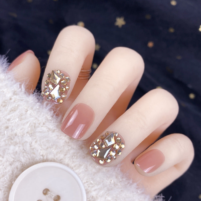 Gold Glam — Champagne Full Diamond Finished Fake Nails