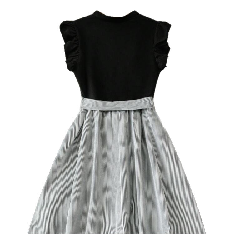 Patchwork Perfection — V-Neck High-Waisted Patchwork Dress