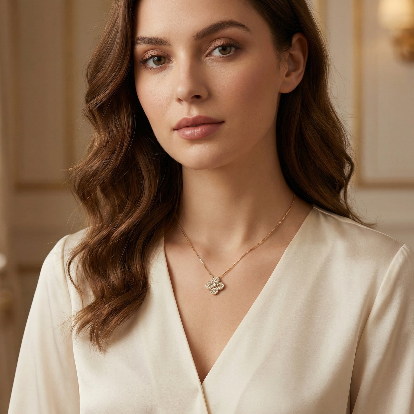 Clover & Out — Scrolled Diamond Clover Pendant, 925 SS