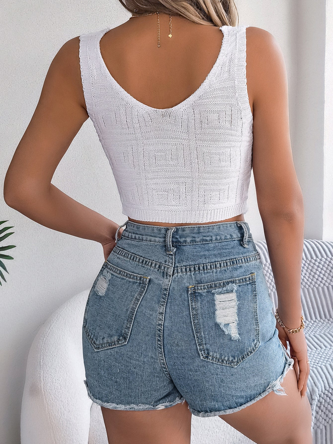 Tie One On — Solid Color Tie Front Knit Crop Top
