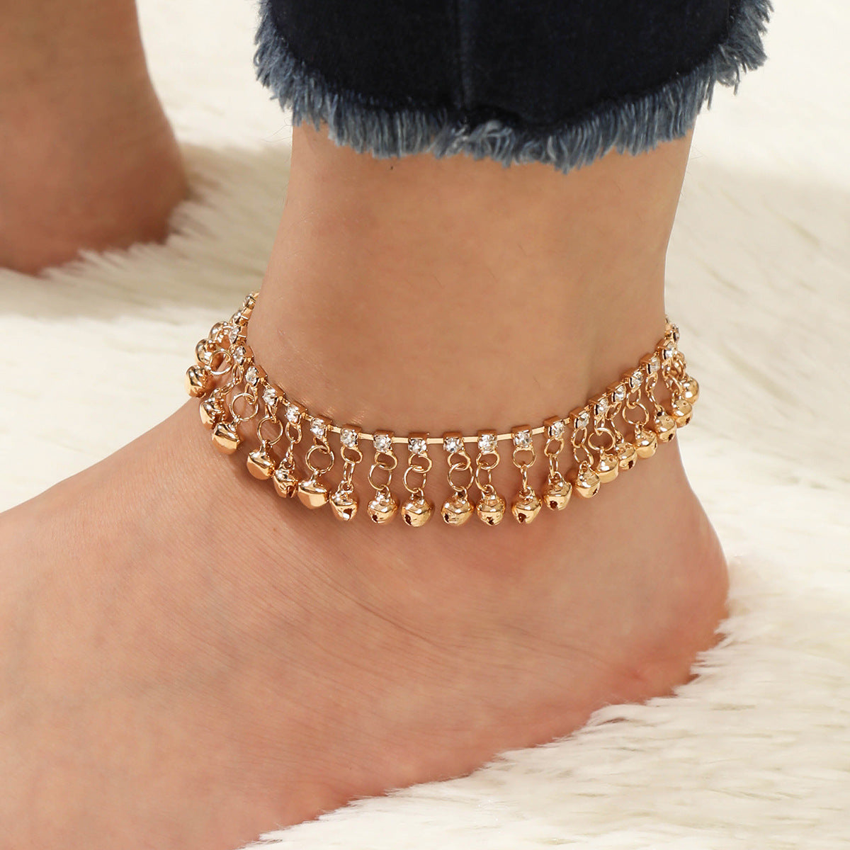 Ankle Adorned — Diamond-Encrusted Beach Chain Anklet