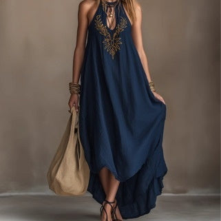 Resort Report — Backless Embroidered Maxi with High-Slit