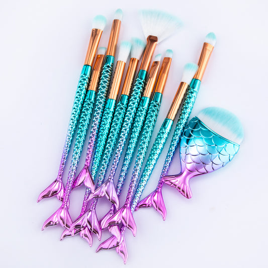 Mermaid Off Duty — 11pc Mermaid Tail Foundation and Eyebrow Brush Kit