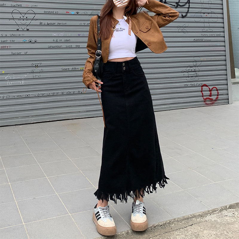 Denim Diva Skirt — Tummy-Control Outerwear Pear-Shaped Denim Skirt