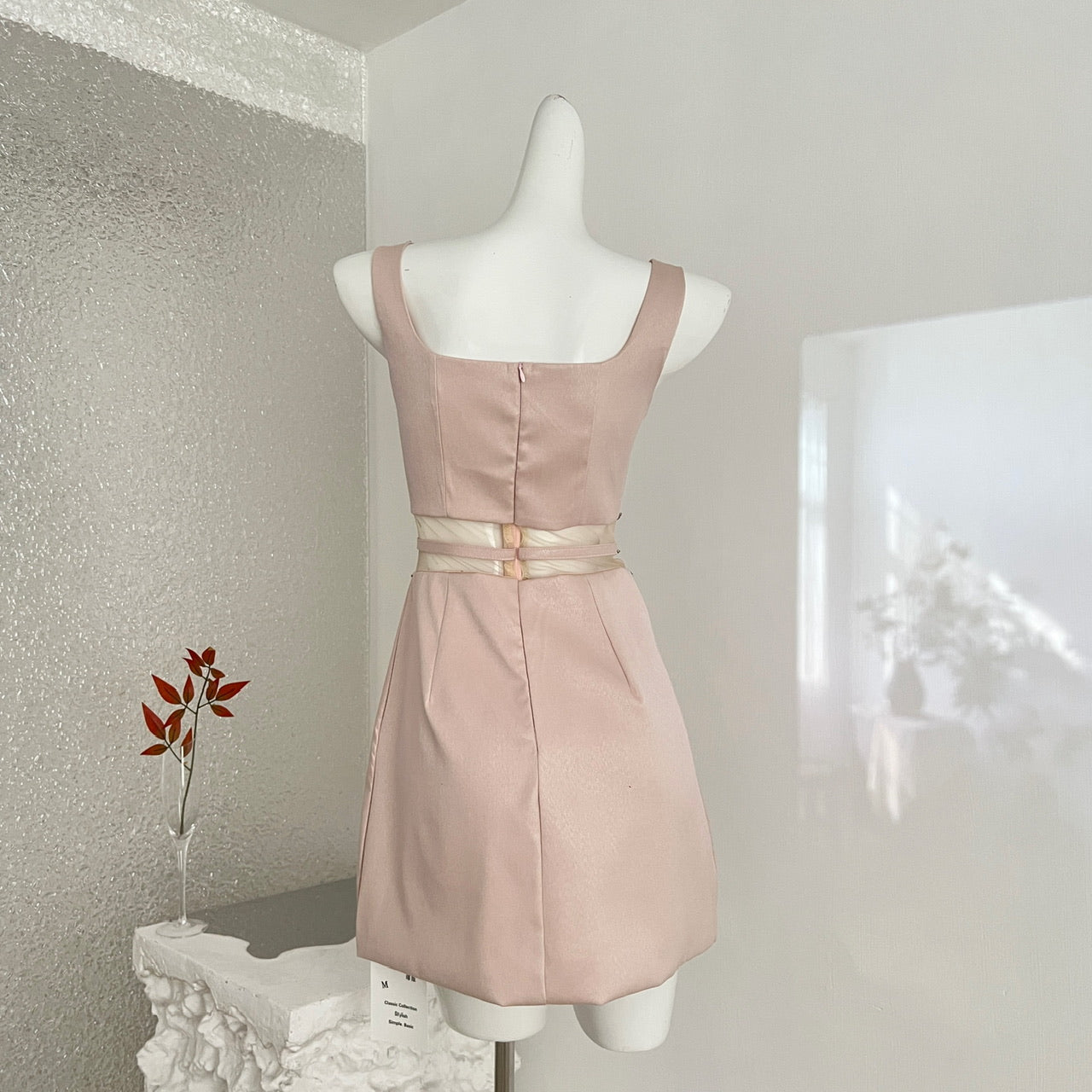 Blush & Bows — Sleeveless Rhinestone Collar Cocktail Dress