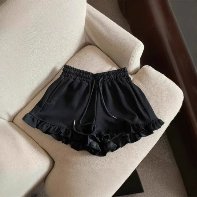 Ruffle & Roll — Niche Sporty Casual Shorts with Ruffled Edge