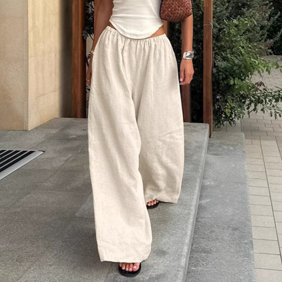 Linen Legend — Stylish Wide-Leg Cotton-Linen Pants