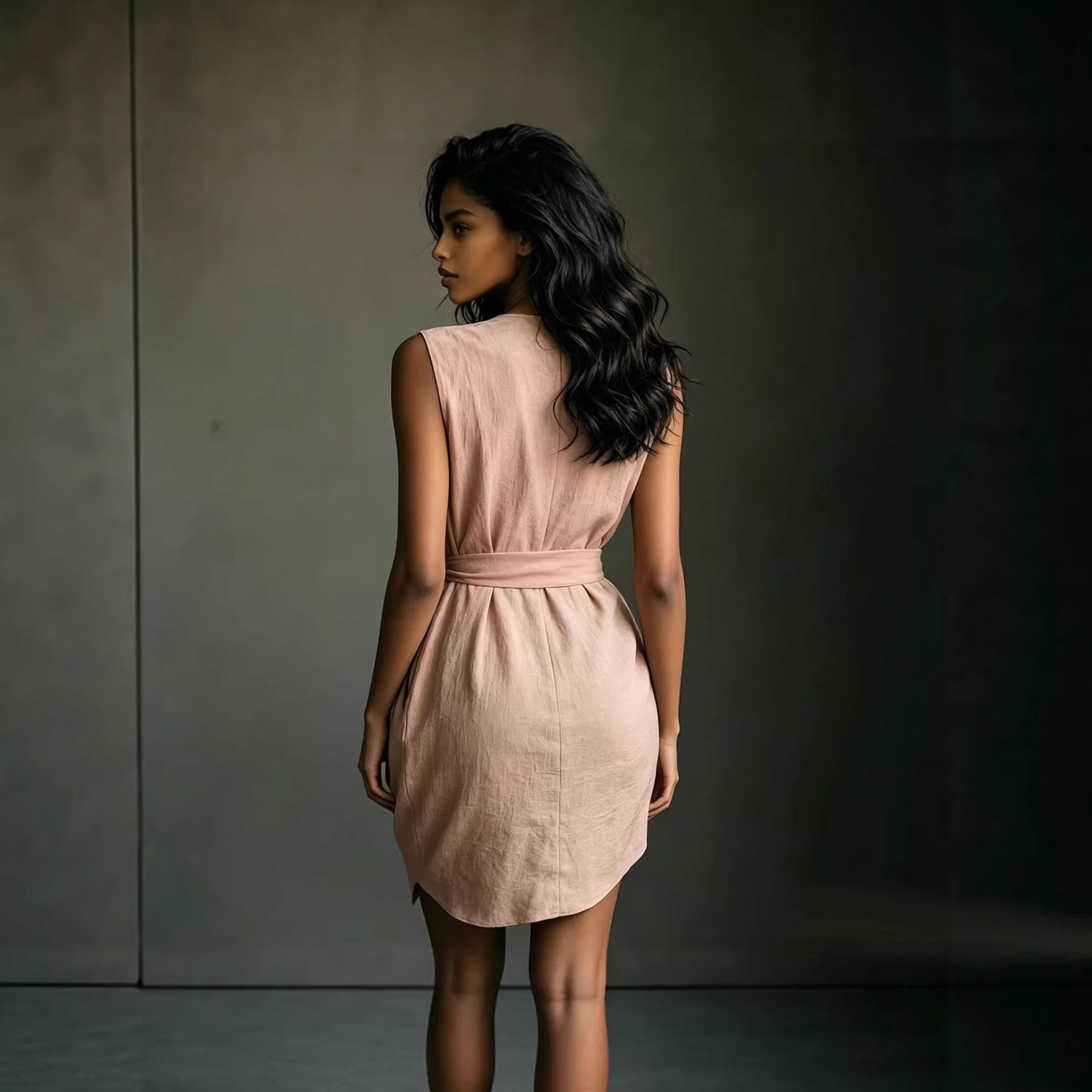 Linen & Lofty — Elegant V-Neck Casual Dress