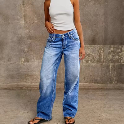 Wide Awake — Washed Blue Wide-Leg High-Waist Denim Jeans