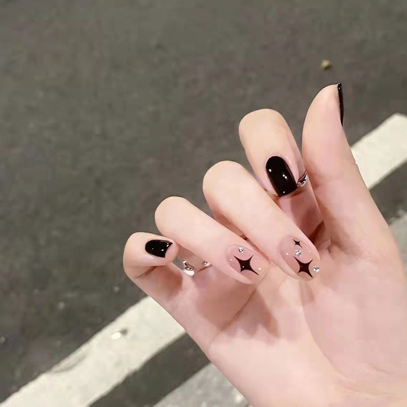 Star-studded Style — Black Star Wearable Fake Nail Patch