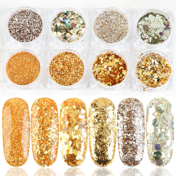 Glitter Galore — 8 Box Mix Nail Art Powder Flakes Set