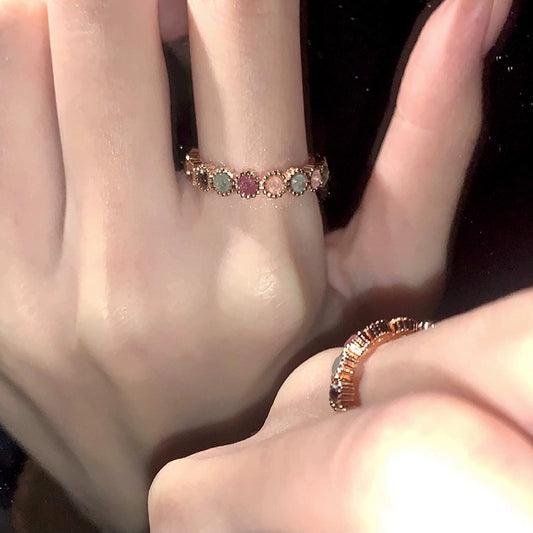 Rainbow Radiance — Adjustable Opening Rainbow Bead Ring for Women