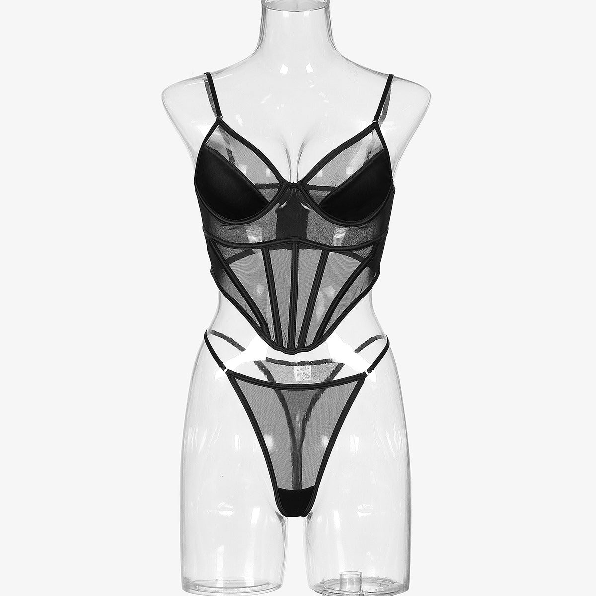 Deep V-ine — Two-Piece Strap Lingerie Set