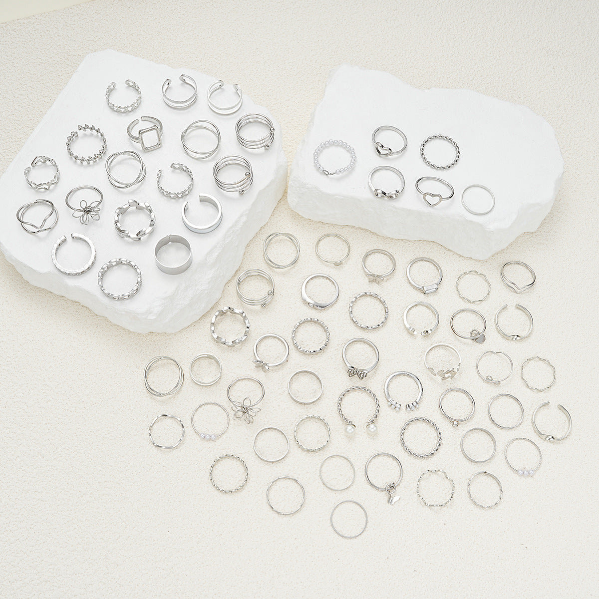Flutter & Flourish — Flower & Butterfly Spiral Ring, 66-Piece Set