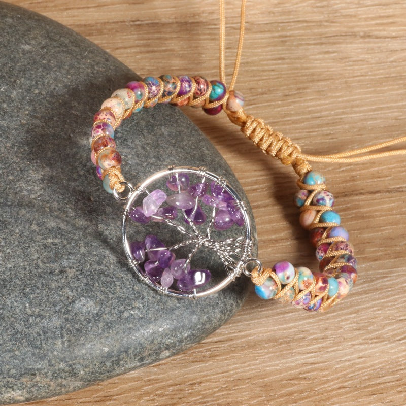 Braided Bliss — Tree-Shaped Charm Double-Strand Bracelet