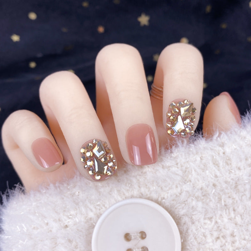Gold Glam — Champagne Full Diamond Finished Fake Nails
