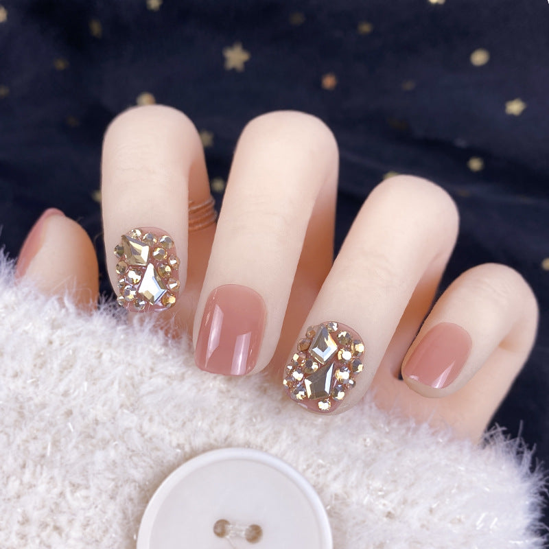 Gold Glam — Champagne Full Diamond Finished Fake Nails