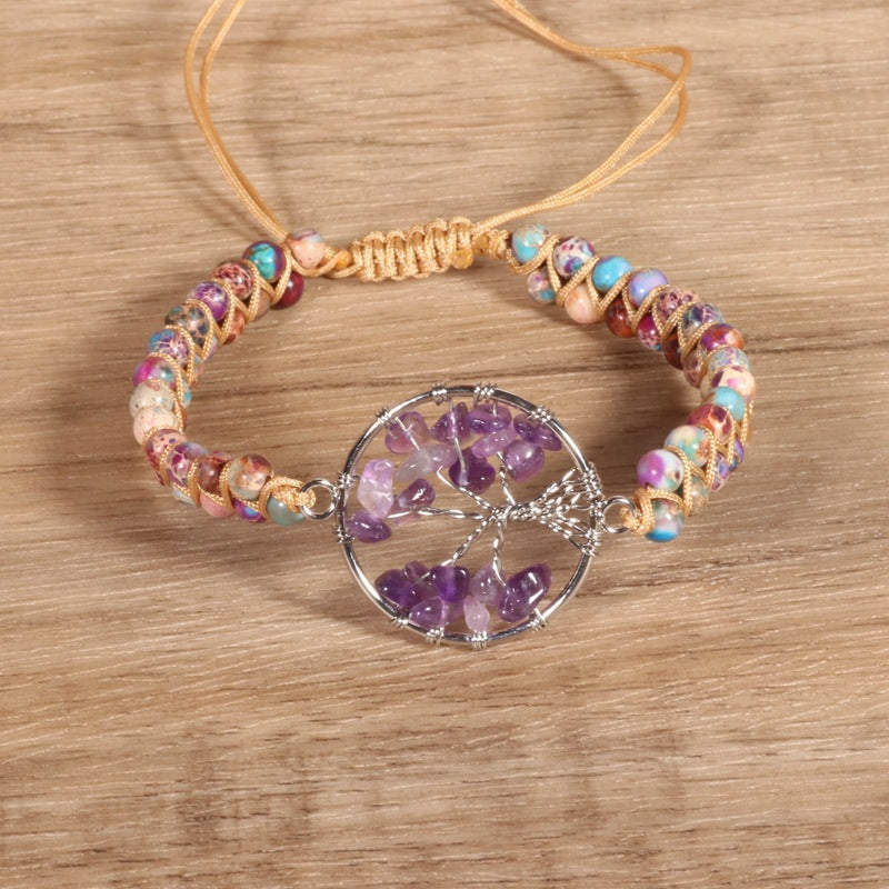 Braided Bliss — Tree-Shaped Charm Double-Strand Bracelet